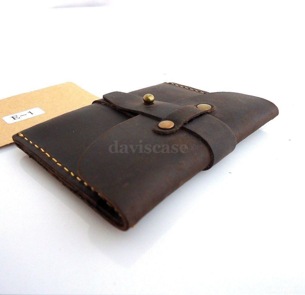 Genuine full leather men's mini wallet with card slots and ID window, compact credit card and money holder in black color