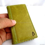 genuine vintage real leather slim case for iphone 5c 5 c 5s cover book wallet handmade s green