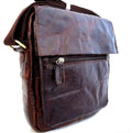 Vintage men's leather shoulder bag designed for iPad 2-4, made of genuine cowhide leather with a retro 60s-70s style crossbody design.