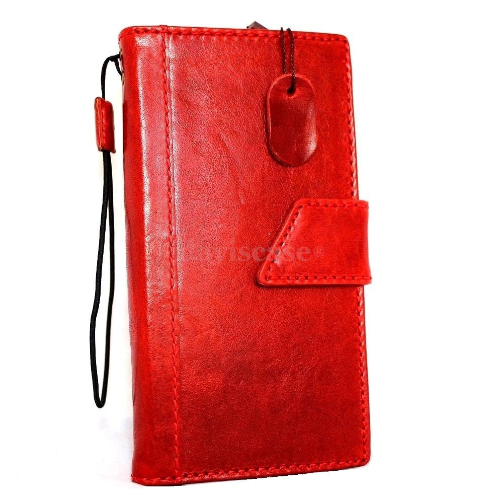Handmade genuine Italian leather iPhone 6 Plus case with wallet style, flip cover, credit card slots, and magnetic closure.