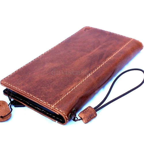 Handmade genuine Italy leather iPhone 6 Plus flip cover with wallet band, credit card slots, ID window, and magnetic closure.