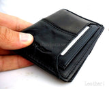 Men Money Clip Genuine retro Leather wallet id gift Pocket Purse Pouch slim S uk