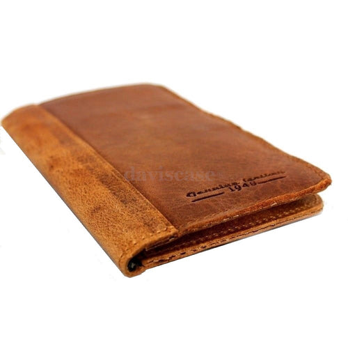 Handmade genuine Italy leather iPhone 6 case with flip cover, card slots, and magnetic closure in a luxury wallet design.