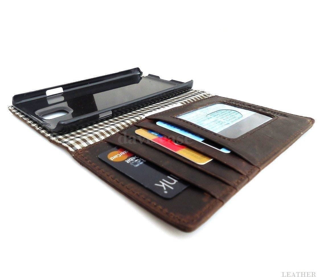Vintage brown wine leather case for Samsung Galaxy Note 3, handmade phone wallet with card slots, vendor-unknown brand.