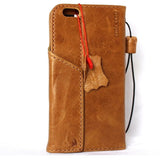 Genuine vintage natural leather iPhone 7 safe case cover with wallet credit holder