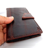 genuine oil leather Case For Samsung Galaxy Note 3 book wallet handmade brown 