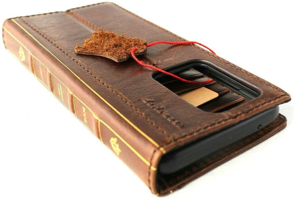 DavisCase genuine leather wallet case for Samsung Galaxy S20 Ultra 5G with ID window, card slots, wireless charging, Bible book design