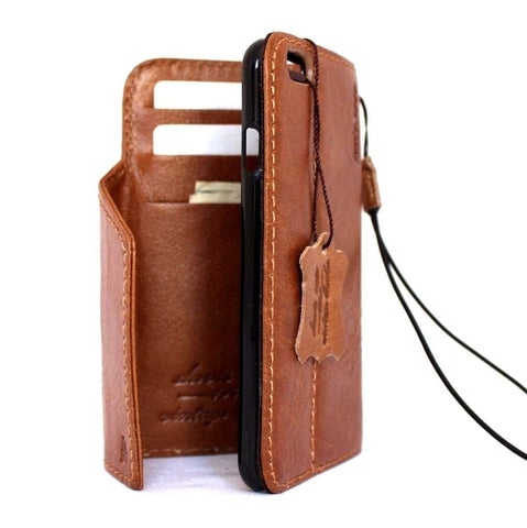 Genuine REAL leather iPhone 7 magnetic case cover wallet credit holder book luxury bracket