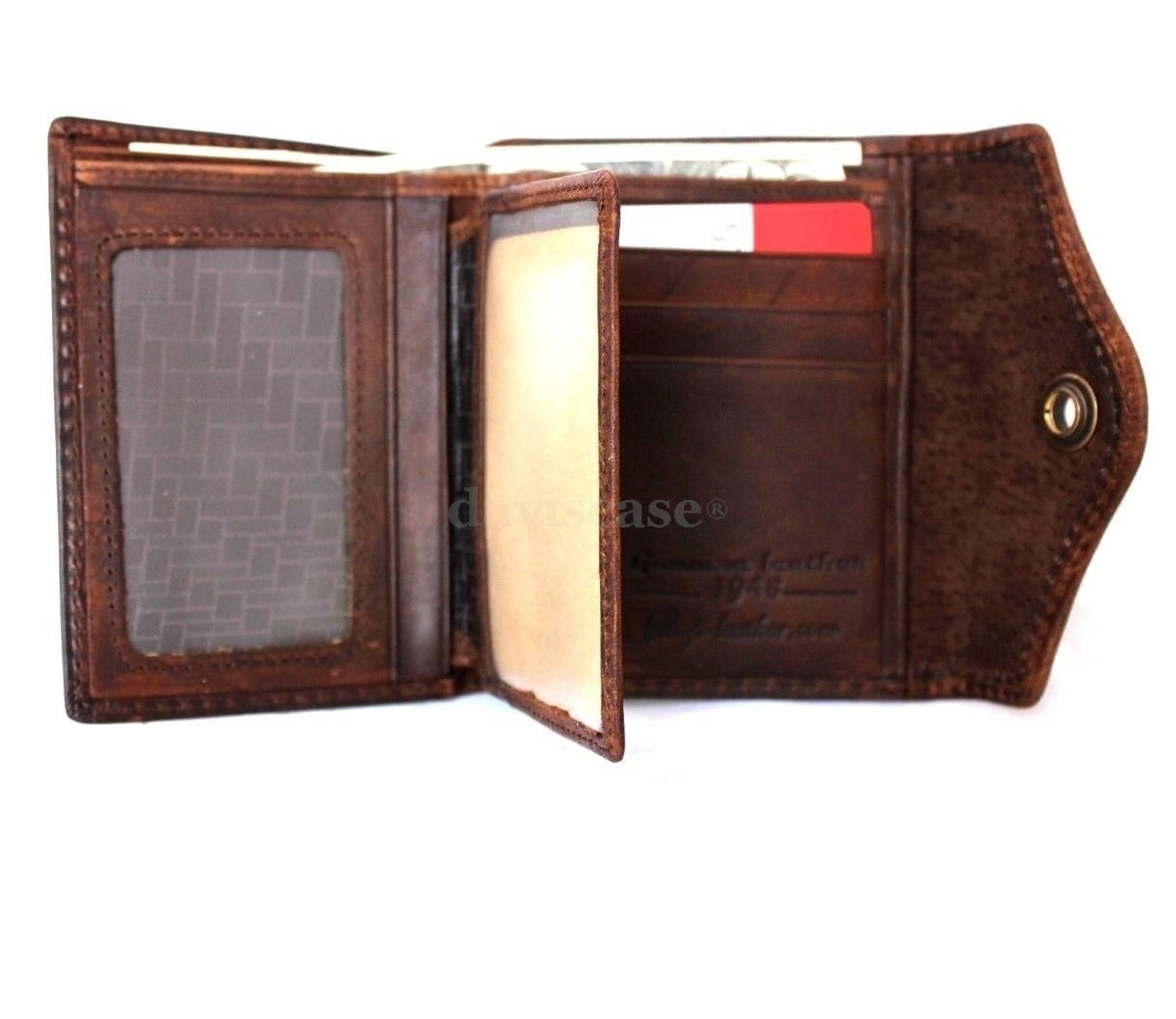 Men's genuine leather money clip wallet with coin pocket, used style, compact pouch for gents, vendor-unknown brand.