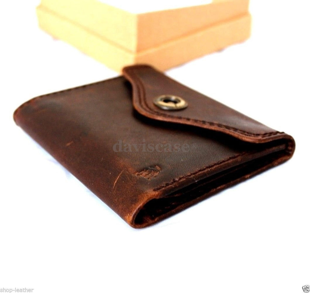 Men's genuine leather money clip wallet with coin pocket, used style, compact pouch for gents, vendor-unknown brand.