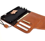 Véritable cuir véritable iPhone 7 étui magnétique couverture portefeuille porte-crédit livre support de luxe
