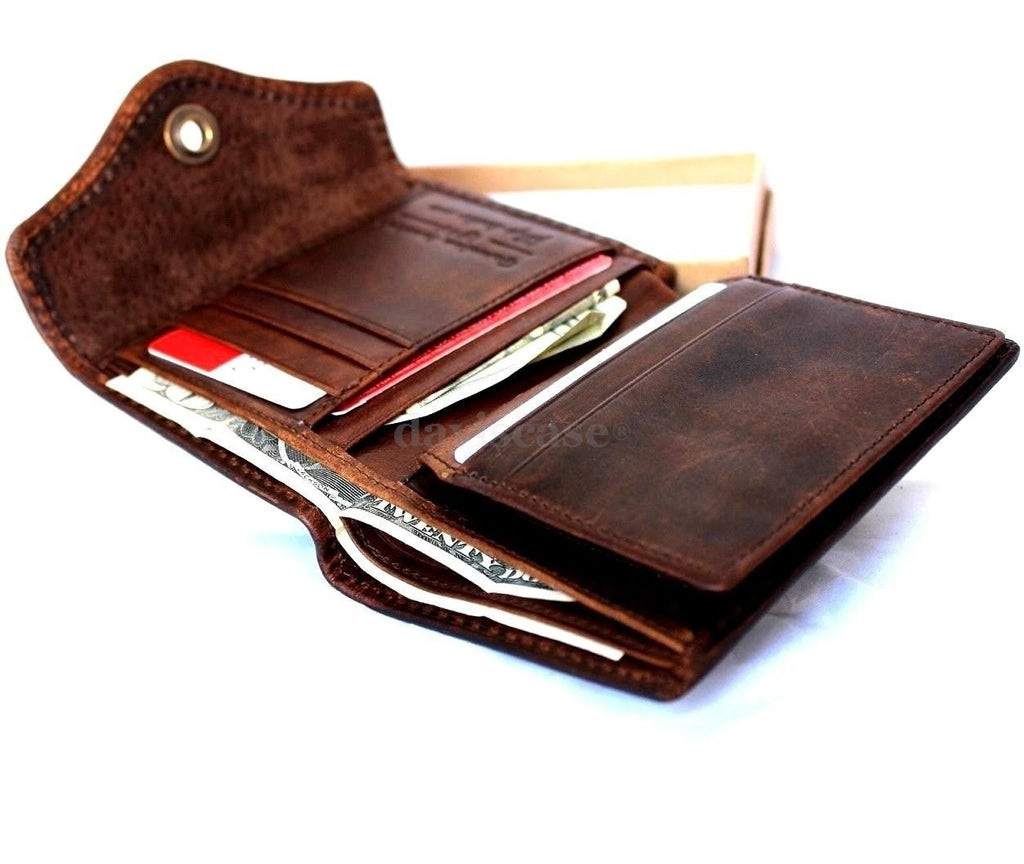Men's genuine leather money clip wallet with coin pocket, used style R, featuring a sleek, compact design for gents.