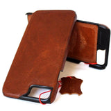 Véritable cuir naturel iPhone 8 cas couverture portefeuille titulaire livre de luxe rétro classique