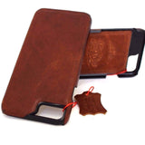 Véritable cuir naturel iPhone 7 cas couverture portefeuille titulaire livre de luxe rétro classique