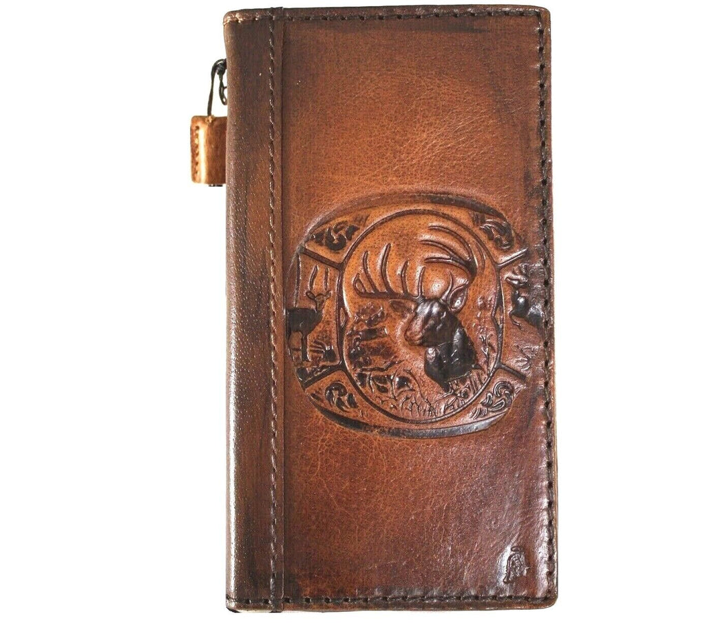 Genuine leather Google Pixel 7 Pro case with reindeer embossing, wallet design, fold XL, 5G wireless charging compatible by DAVISCASE