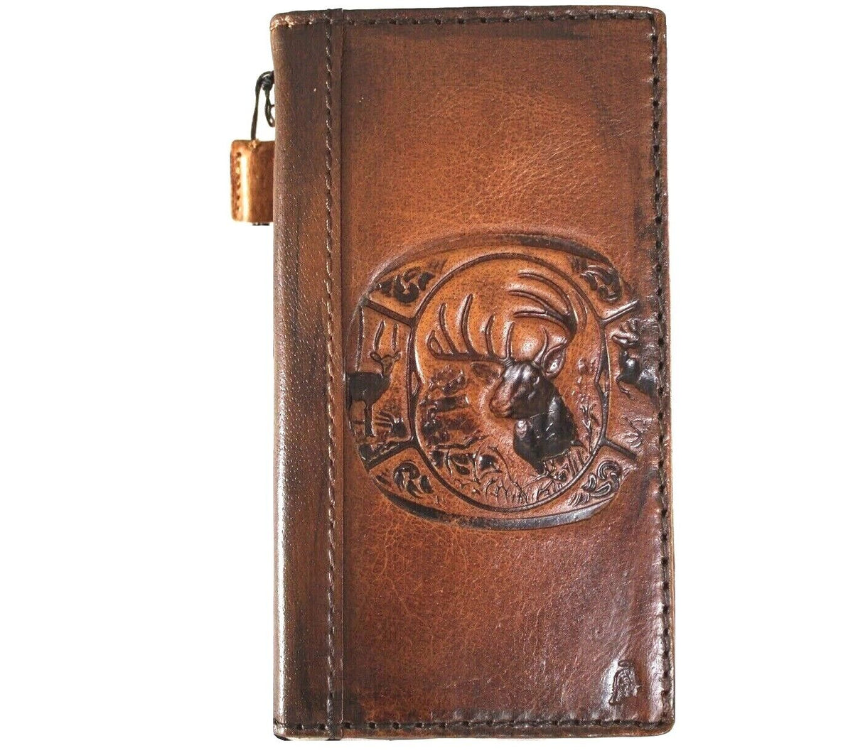 Genuine leather Google Pixel 7 Pro case with reindeer embossing, wallet design, fold XL, 5G wireless charging compatible by DAVISCASE