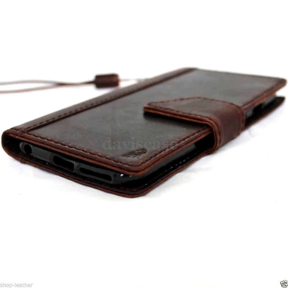 Genuine Italy leather iPhone 6s Plus case by DAVISCASE with wallet slots, credit card holder, flip design, and magnetic closure.