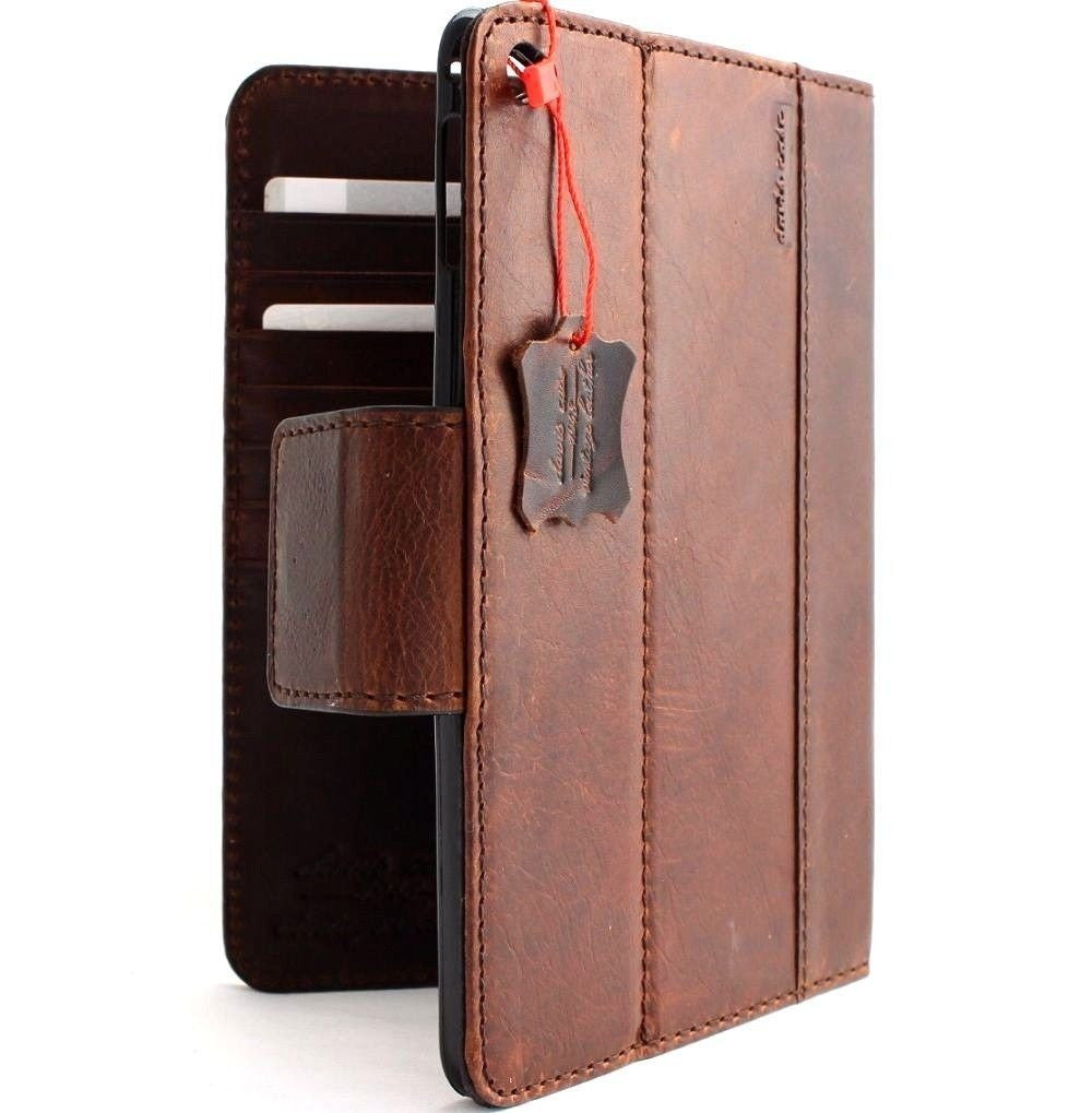 Genuine full brown leather iPad mini 4 case with card slots, magnetic closure, slim design, and luxury craftsmanship.