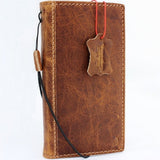 Genuine real Leather Case for iPhone X book wallet closure cover Cards slots Slim vintage bright brown Daviscase 10