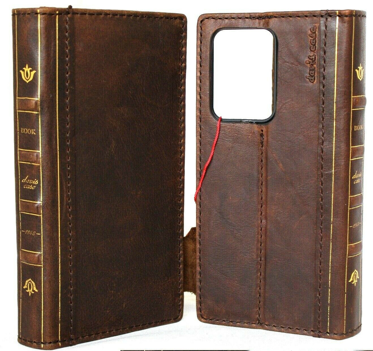 Genuine leather Bible book wallet case for Samsung Galaxy Note 20 5G with card slots and wireless charging holder by DAVISCASE