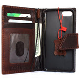 Genuine real leather case for iPhone 7 magnetic Closure book wallet cover credit holder luxury Rfid Pay brown