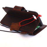 Véritable étui en cuir véritable pour iPhone 7 fermeture magnétique livre portefeuille couverture porte-crédit luxe Rfid Pay marron