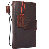 Genuine real leather case for iPhone 7 magnetic Closure book wallet cover credit holder luxury Rfid Pay brown