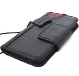 Echtleder-Hülle für iPhone XS, Buch-Brieftasche, Magnetverschluss, Kartenfächer, schlankes Vintage-Daviscase in Schwarz