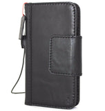 Genuine Leather Case for iPhone XS book wallet magnet closure cover Cards slots Slim vintage black Daviscase