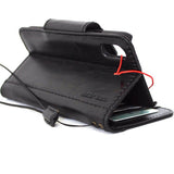 Genuine Leather Case for iPhone XS book wallet magnet closure cover Cards slots Slim vintage black Daviscase