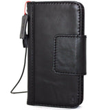 Genuine Leather Case for iPhone XS book wallet magnet closure cover Cards slots Slim vintage black Daviscase