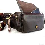 Genuine full Leather wallet Bag man zipper Waist Pouch sling backpack cellphone 