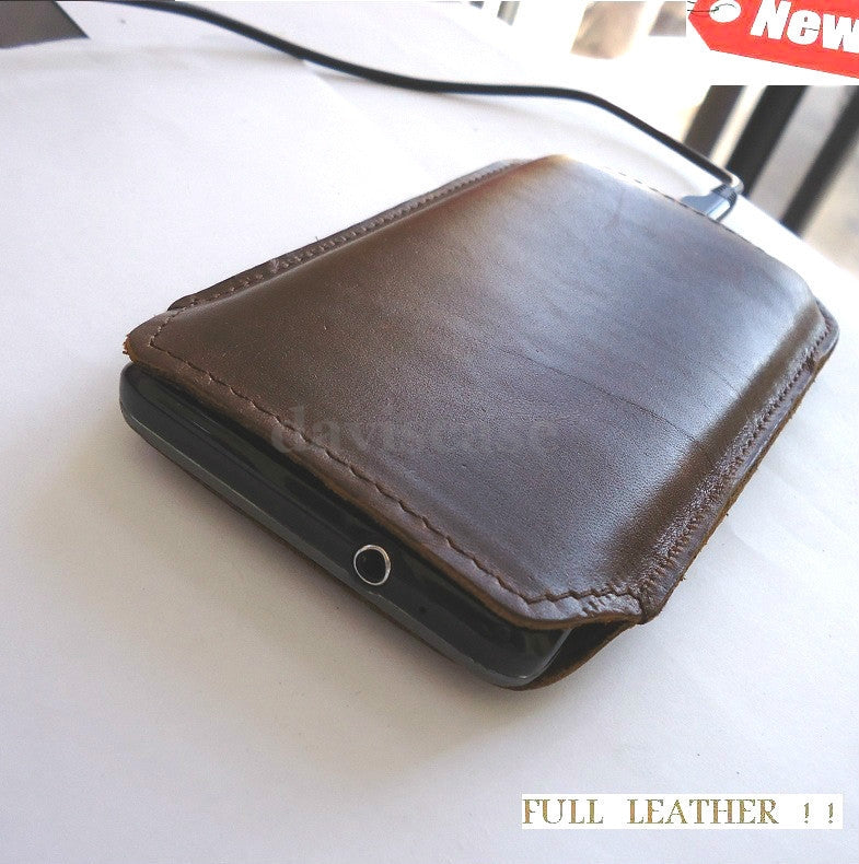 Handmade genuine leather phone case for Samsung Galaxy S2, fitting model I8160 with a sleek, natural finish.