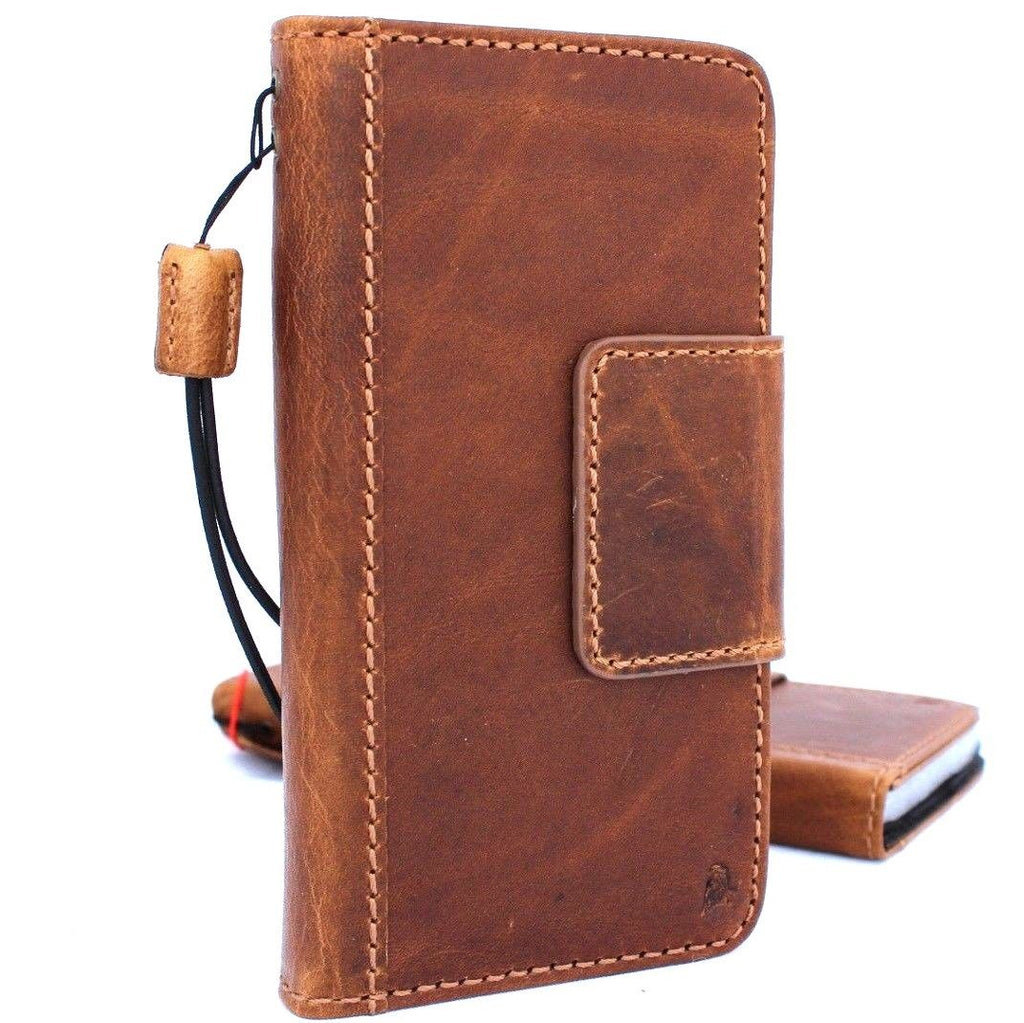 Handmade genuine oiled leather Samsung Galaxy S8 Active wallet case with card slots and sport-style design.