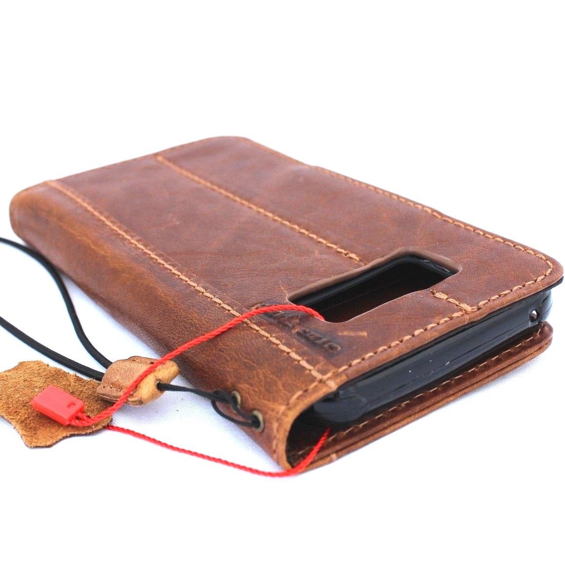Handmade genuine oiled leather Samsung Galaxy S8 Active wallet case with sport design and card slots.