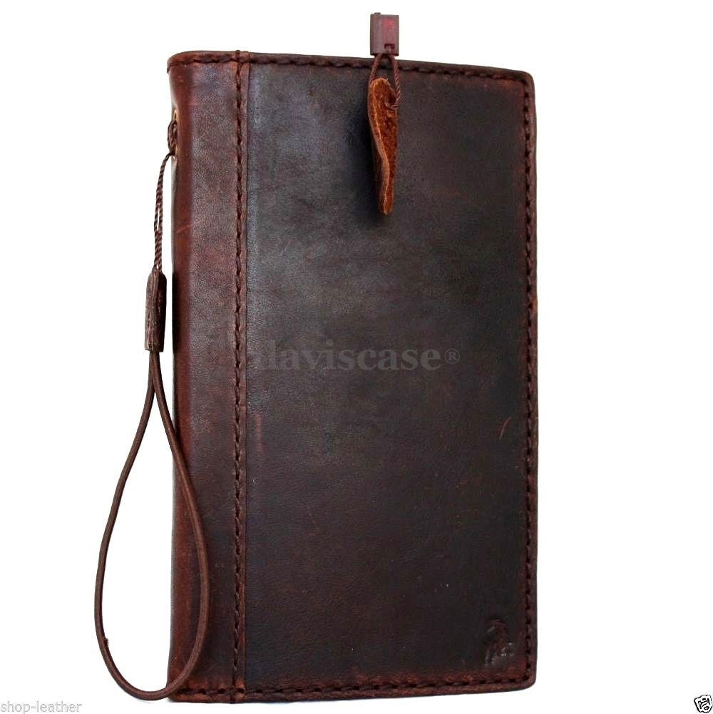 Vintage brown leather hard case for Galaxy Note 4 with card slots, handmade wallet cover, slim and luxurious design.