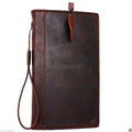 Vintage brown leather hard case for Galaxy Note 4 with card slots, handmade wallet cover, slim and luxurious design.