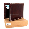 Men's genuine leather wallet by DAVISCASE with 6 credit card slots and a bill compartment, in brown, handcrafted and slim.