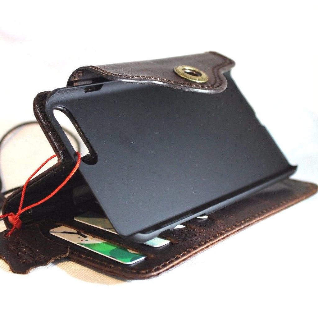 Genuine full leather iPhone 8 Plus case cover with wallet, credit card slots, and slim holder design by DAVISCASE.