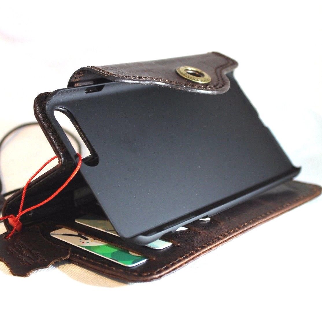 Genuine full leather iPhone 8 Plus case cover with wallet, credit card slots, and slim holder design by DAVISCASE.