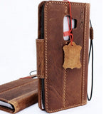 Echte Vintage-Lederhülle für Samsung Galaxy S9 Plus, Buch-Brieftasche, Magnetverschluss, Abdeckung, Kartenfächer, braunes Band, Prime Daviscase