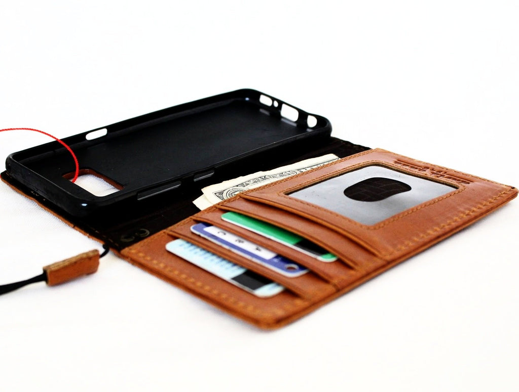 Light brown genuine Italian leather Samsung Galaxy S8 wallet case with card slots, handmade, slim, and lightweight for business use.