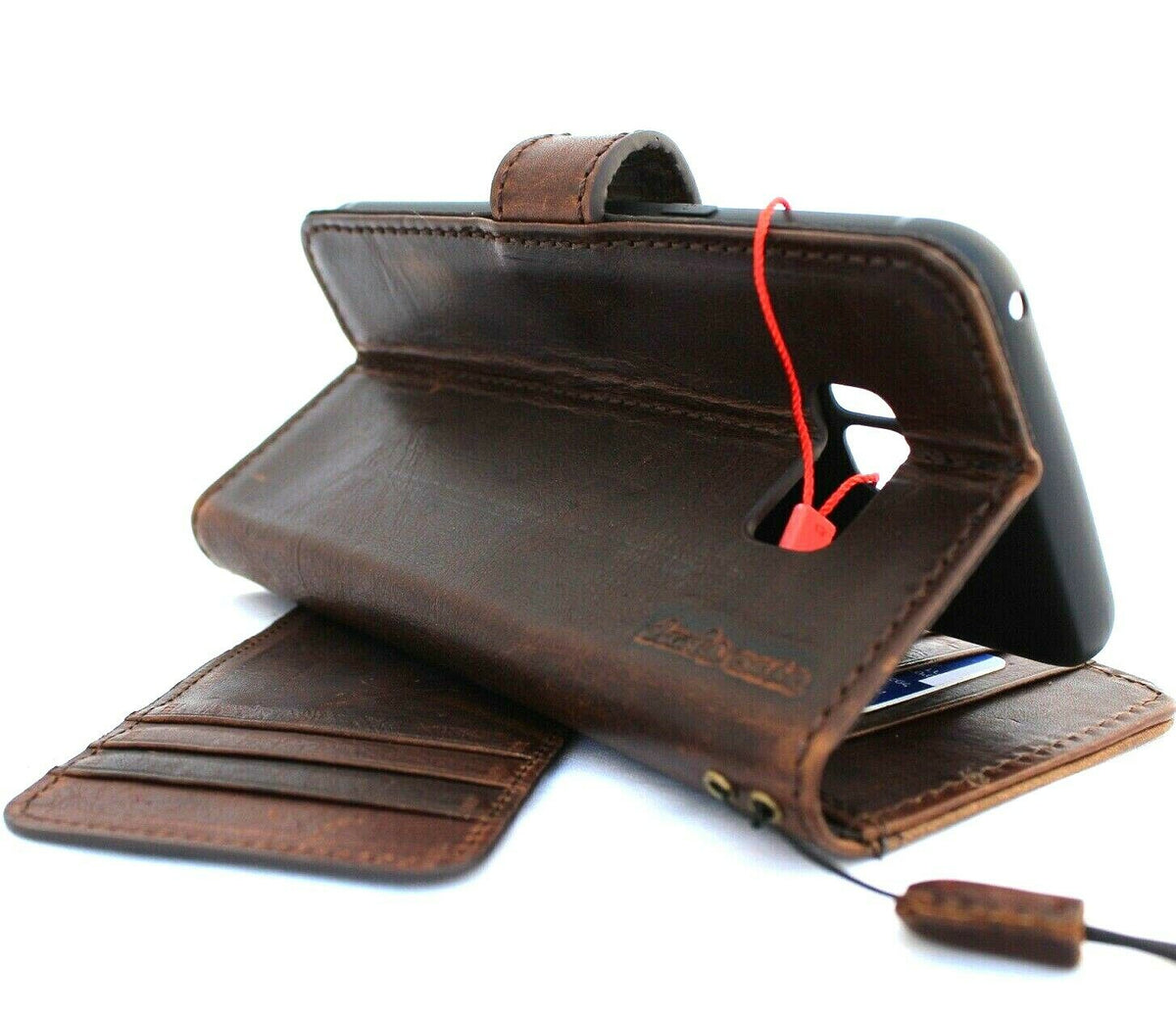 Handmade genuine leather Samsung Galaxy S8 Plus wallet case with wireless charging slot and Jafo 48 design.