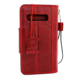 Genuine leather Case for Samsung Galaxy S10 Plus book wallet cover Cards wireless charging ID window Jafo magnetic slim Red daviscase