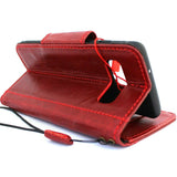 Genuine leather Case for Samsung Galaxy S10 book wallet cover Cards wireless charging holder rubber magnetic Red slim daviscase GS10BMredJafocase