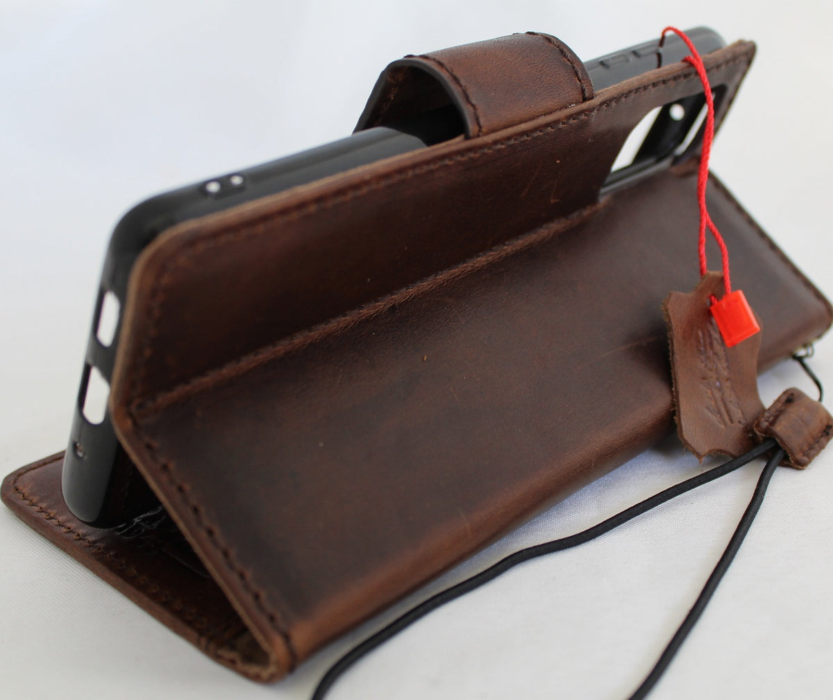 Genuine DavisCase Galaxy S20 Plus full leather book wallet with removable slots, soft interior, rubber window, and wireless charging.