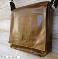 Mens genuine leather messenger bag with retro design, suitable for iPad and ebooks, featuring a classic, stylish look.