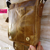 Genuine natural real Leather man RETRO Shoulder cross Messenger BAG 10 11 12 9 R