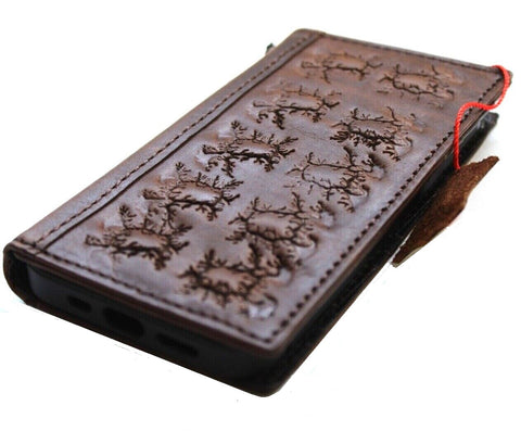 Genuine Leather Case For Apple iPhone 15 14 13 12 11 Pro Max 7 8 plus diy crafts Wrinkled SE XS Wallet  Book Vintage Style Card Slots Cover Wireless Full Grain Cracked luxury Mini Art Diy Jafo