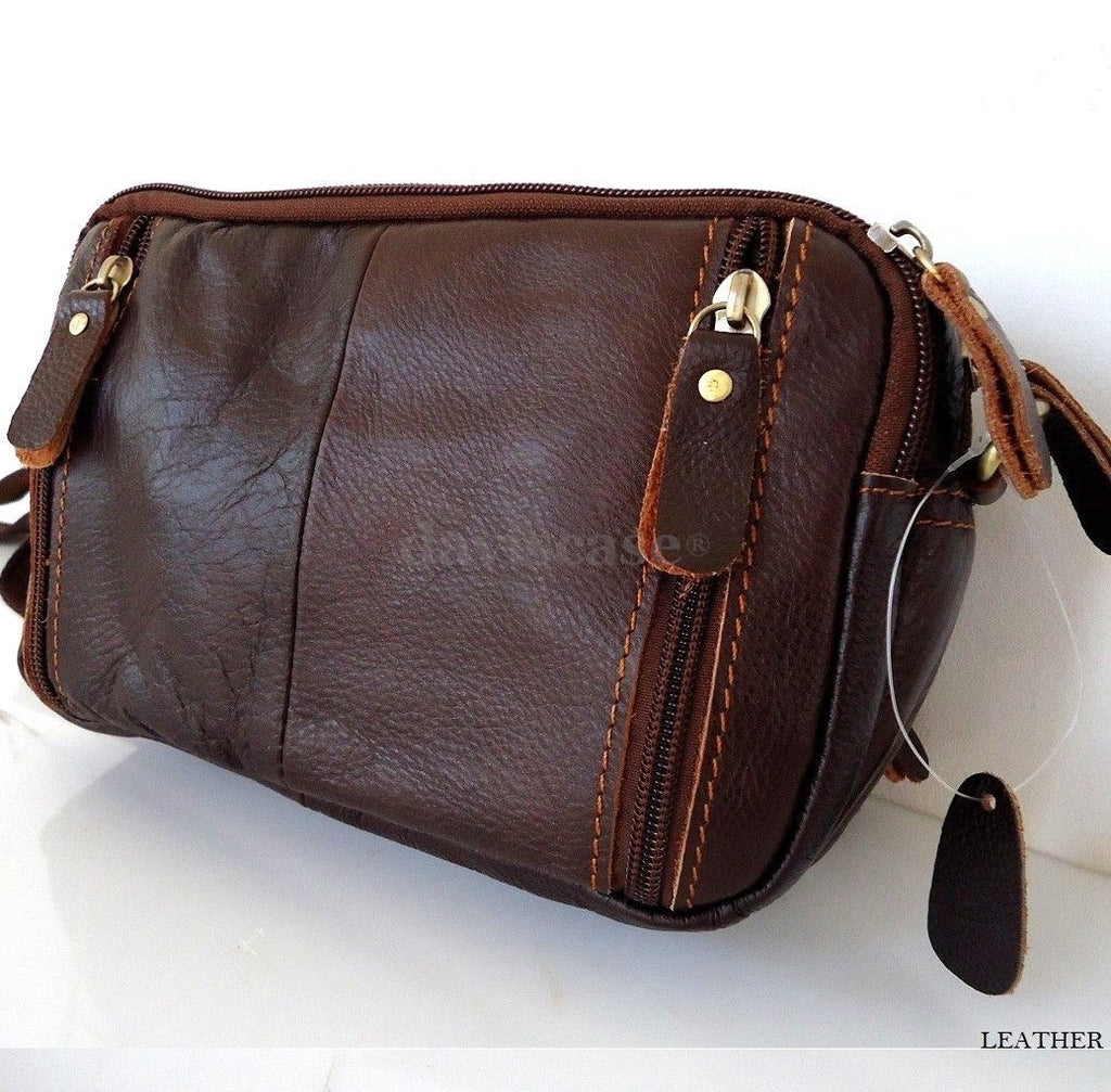 DAVISCASE genuine soft leather men's shoulder wallet bag with pocket waist pouch, versatile and stylish for men and women.